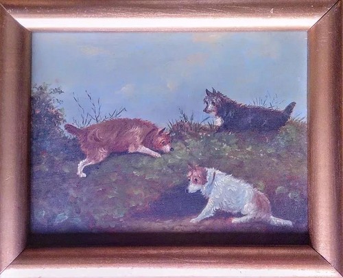 Small antique oil board - oil,