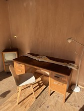 ? Mid-Century Vintage Oak Office Desk ✨ Retro Industrial Style 1950s 1960s