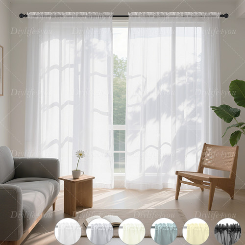 Voile curtains pair panels - curtains, 2