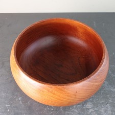 Vintage Teak Wood Fruit Salad Bowl Hand Turned  9”