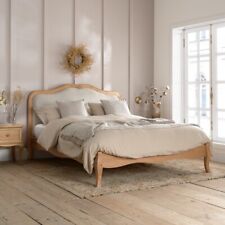 Alana Stone Fabric & Oak Wooden Bed, Available in 3 Sizes, Double/King/SuperKing