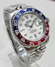 Seiko NH35 Automatic Sub Mod Watch 40mm Meteorite Dial Pepsi Bezel - New