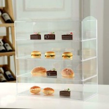 4-Tier Acrylic Bakery Pastry Display Case Cabinet Cakes Donuts Cupcakes Pastries