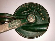 ANTIQUE SPONG'S CAST IRON "GREEN BEAN SLICER".  MADE IN ENGLAND. WOOD HANDLE.
