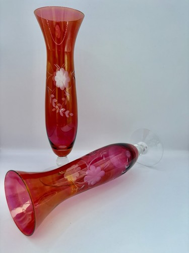 Pair vintage cranberry - pair, of