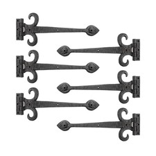 Wrought Iron Strap Hinge Fleur de Lis Heavy Duty 15-1/2" | Set of 6 Rensup