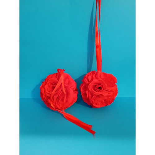 Set red fabric rose - 2,