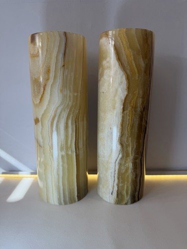 Pair natural onyx cylinder - natural,