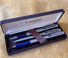 Vintage Parker 25 Fountain, Ballpoint Pen & Rollerball Pen Set with Box - Mint