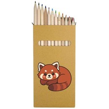 12 x 'Cute Red Panda' Long 178mm Coloured Pencils / Pencil Set (PE00084623)