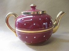 Vintage Maroon & Gilt Teapot