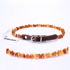 Baltic Amber Flea Tick Dog & Cat Collar with Adjustable Leather Strap