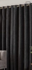 DUNELM MILL CHARCOAL EYELET CURTAINS W 228 Cm X 182 Drop , (90” X 72”) EX COND .