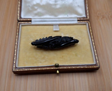 Vintage Art Deco French Jet Mourning Brooch