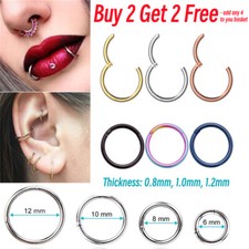 Surgical Steel Nose Ring Septum Clicker Hinge Segment Face Hoop Ear Lip Piercing