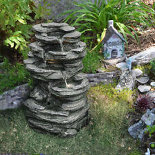 Schist Rock Water Feature Garden LED Fountain Cascading Fall Waterfall Outdoor