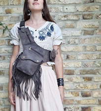 Tassel LEATHER BUM BAG Fringe Vintage Chest Pouch Western Hip Travel Belt Boho