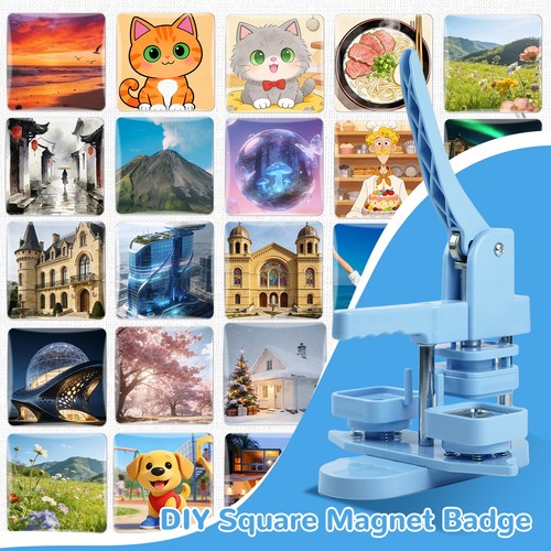 Square photo magnet - photo, button