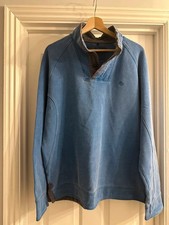 FatFace Men’s Denim Blue Sweatshirt Medium – Button Neck Casual Jumper