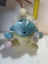 Vintage Peyo Smurf 1984 Soft Plush Toy 10/11" with Rattle