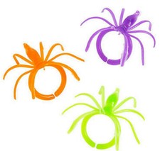 Pack of 36 Coloured Halloween Spider Rings – Spooky Party Bag Favours for Kids
