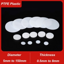 10Pcs PTFE Plastic Solid Discs Flat Round Pad Sealed Cushioning Diameter 5-150mm
