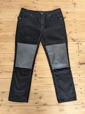 ZADIG & VOLTAIRE Black Boyish Velours Cord Corduroy Leather Panel Trousers L W32