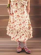 Magnolia Pearl 🌸🌸SOLD OUT Floral Penelope Ruffle Pintuck Skirt Des Rosiers NWT