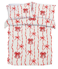 Pretty Red Xmas  Bow 100% Brushed Cotton Duvet Cover Set  Single Double King