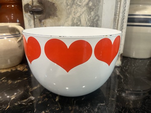 Red hearts white enamel - hearts,