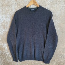 Hackett London Mens Lambswool Jumper Pullover Charcoal Size Medium 38" Chest