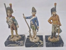 Vintage Italian Depose Napoleonic Soldier Figures on Marble Base x 3