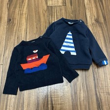 Pair of Jacadi Paris Sweater Toddler 24m Blue Wool Cotton Blend Eiffel Tower