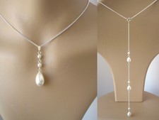 Long Drop Back Necklace, Ivory