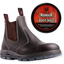 Redback UBOK stout brown leather soft-toe dealer boot with free wax polish