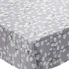 Honesty Floral Grey Linen Tex PVC Vinyl Wipe Clean Oilcloth Tablecloth
