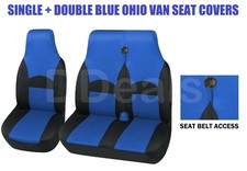 Van Seat Covers - Blue Black Ohio - Front Single & Double - For Toyota