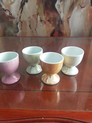 Vintage pearlescent egg cups - pearlescent,