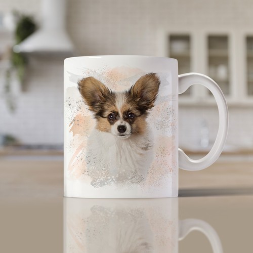 Papillon dog mug watercolour - mug,