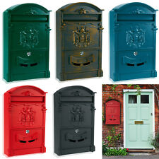 LARGE VINTAGE OUTDOOR LOCKABLE LETTER POST BOX MAILBOX WALL MOUNTED SECURE MAIL