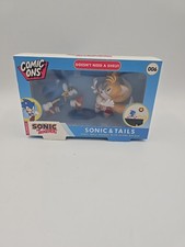 Sonic & Tails Comic Ons Collectible 3D Figurines with Vinyl Stickers NEW