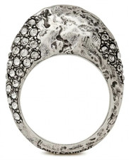 NWT Saint Laurent YSL Crystal Molten Bumpy Silver Brass 3D Dome Band Ring 6 $895