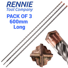 3 PACK 12mm 16mm 20mm x 600mm Long SDS Plus Hammer Drill Bits Cross Tip 4 Turbo