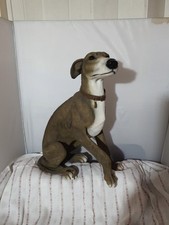 Large Dog Leonardo Large Figurine of a Seated Whippet Collar and Blank Tag Heavy