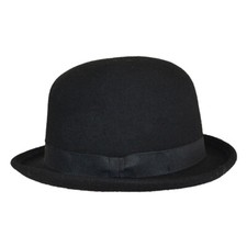 Plain Black Wool Bowler Hats