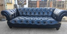 TETRAD OSKAR GRAND CHESTERFIELD BLACK ANTIQUE LEATHER 3/4 SEATER Free 🚚