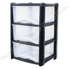 3 Drawer Plastic Storage Tower Unit Organizer Home Office School Storage Chest