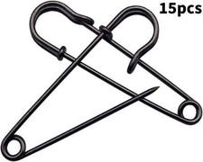15Pcs Large Safety Pins 3 inch Heavy Duty Steel Safety Pins for Clothes Blankets
