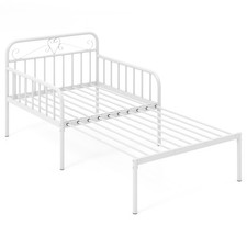 Single Bed Frame 3FT Extendable Metal Daybed Guest Sofa Bed White