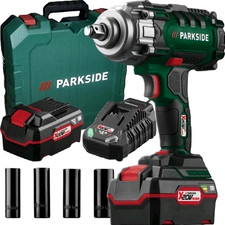 Parkside 20V Cordless Vehicle Impact Wrench + 4Ah Battery & Charger + 4 Sockets
